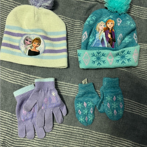 Disney Frozen Mittens and Hats Set - Purple and Teal - Picture 1 of 1